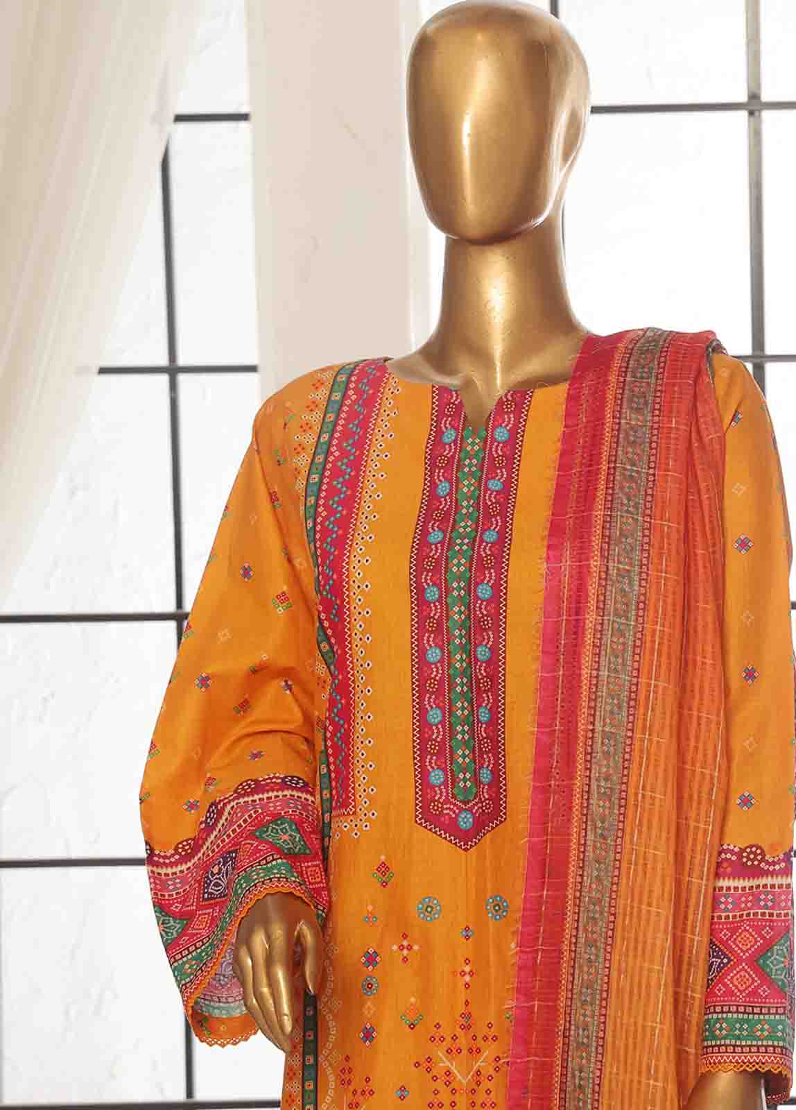 Bin Saeed Fabric - SM-113- 3 Piece Printed Stitched Suit