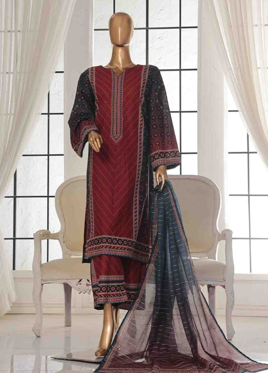 SM-114- 3 Piece Printed Stitched Suit