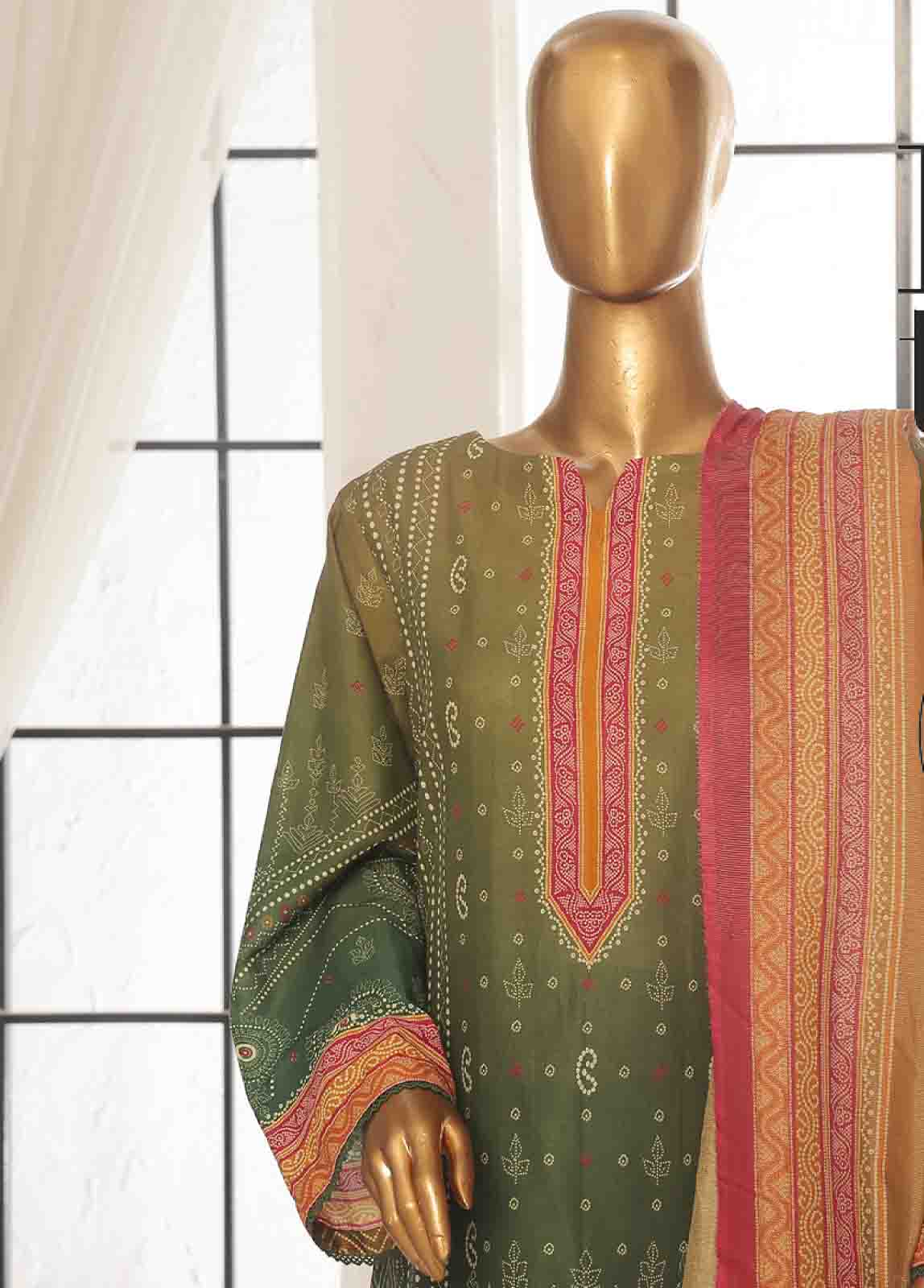 Bin Saeed Fabric - SM-115- 3 Piece Printed Stitched Suit