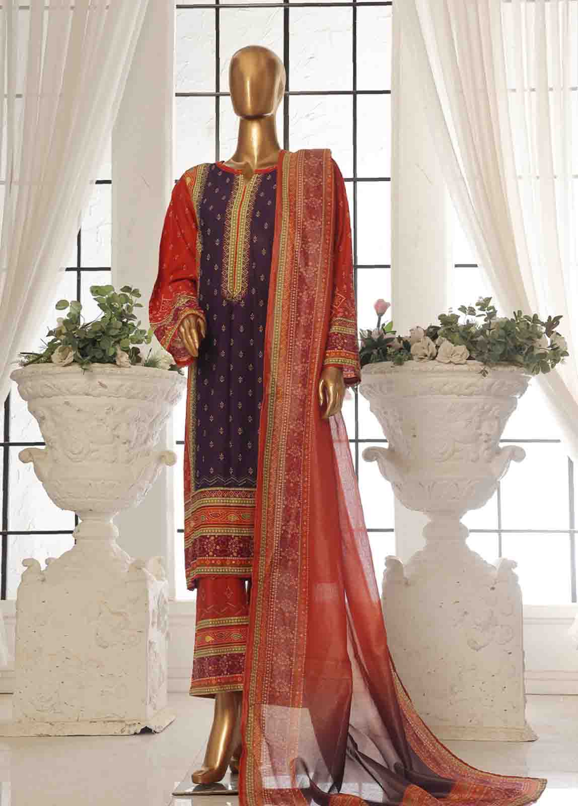 Bin Saeed Fabric - SM-116- 3 Piece Printed Stitched Suit
