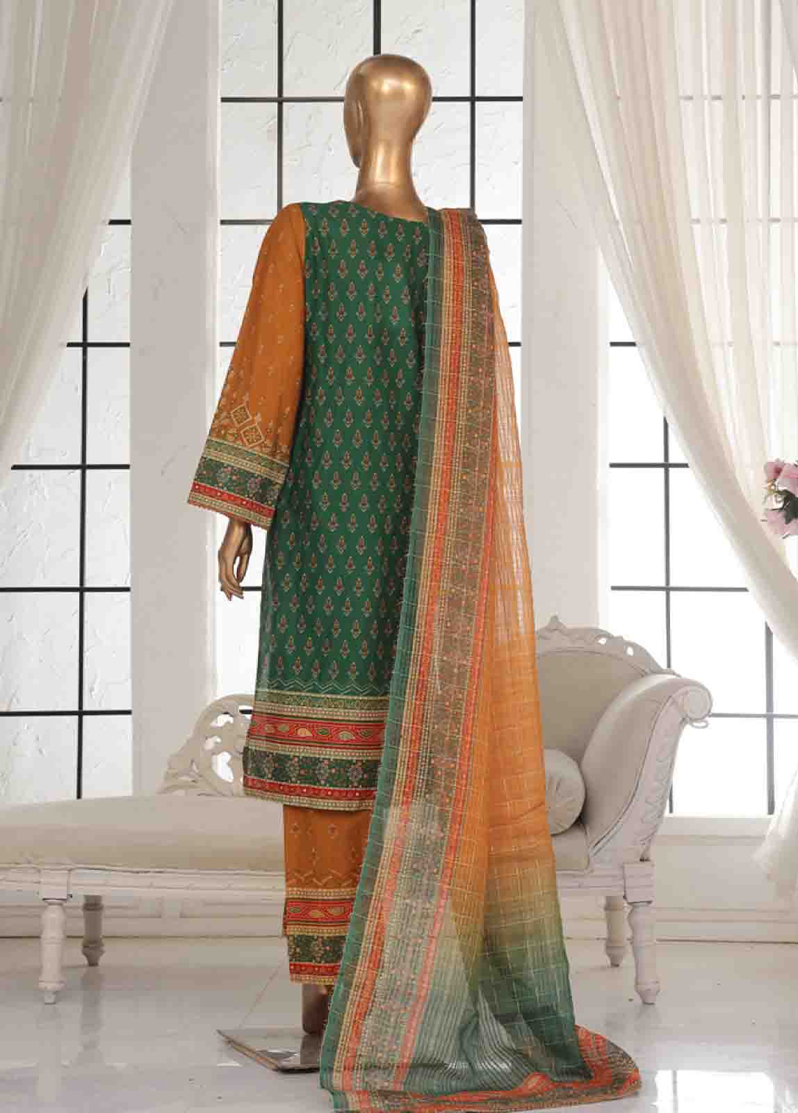 Bin Saeed Fabric - SM-117- 3 Piece Printed Stitched Suit