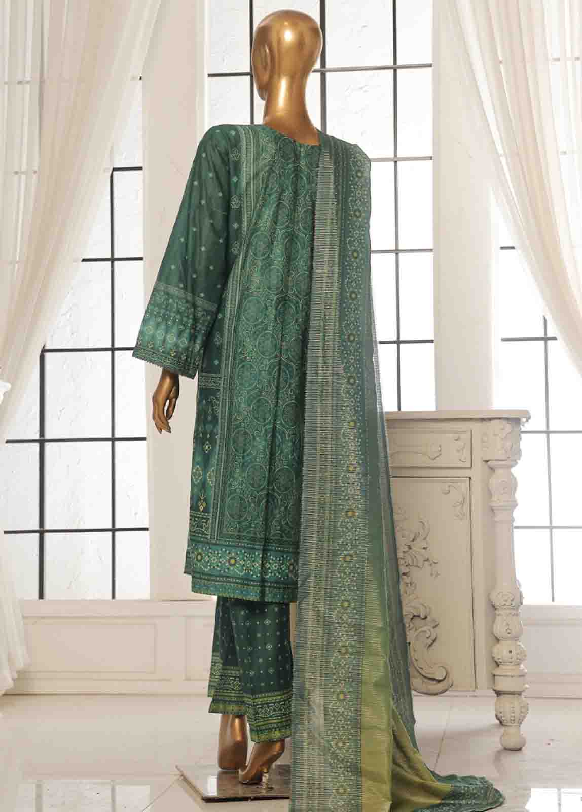 Bin Saeed Fabric - SM-119- 3 Piece Printed Stitched Suit
