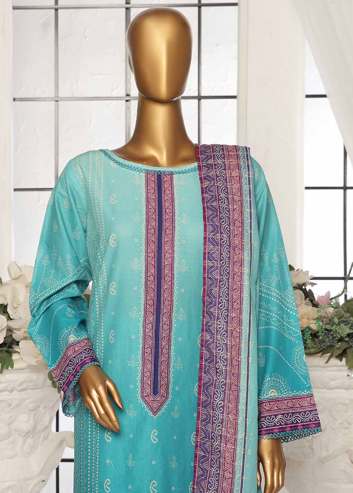 Bin Saeed Fabric - SM-122- 3 Piece Printed Stitched Suit