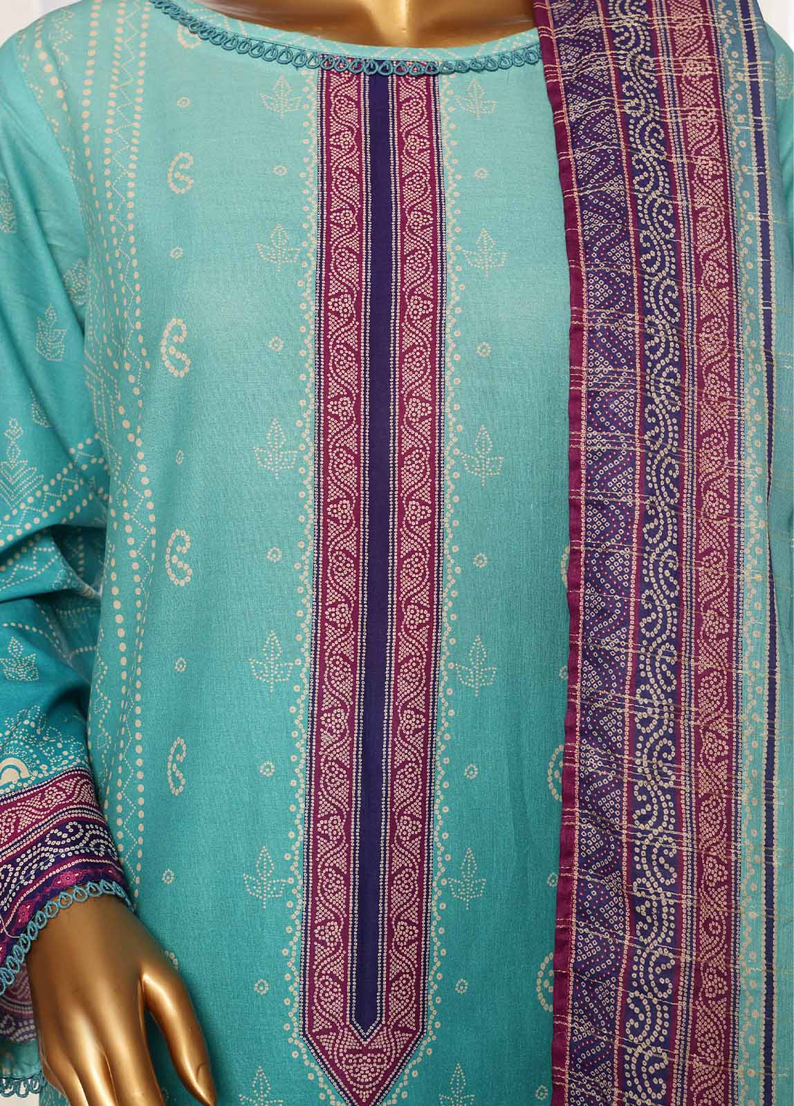 Bin Saeed Fabric - SM-122- 3 Piece Printed Stitched Suit