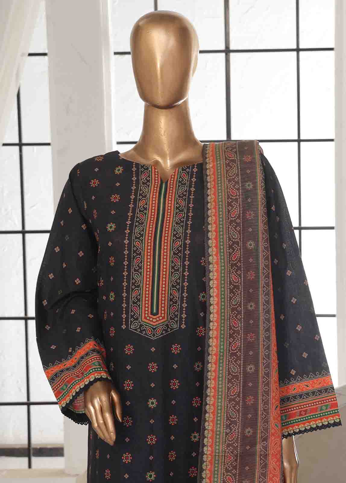 Bin Saeed Fabric - SM-123- 3 Piece Printed Stitched Suit