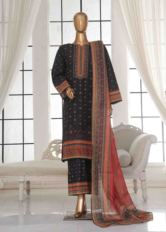 SM-123- 3 Piece Printed Stitched Suit