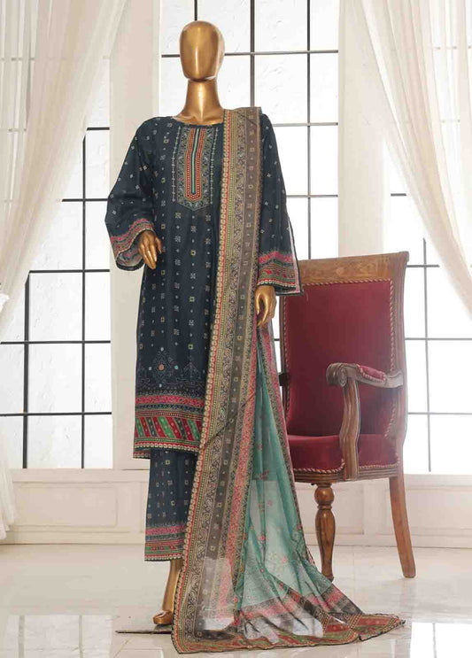 SM-124- 3 Piece Printed Stitched Suit