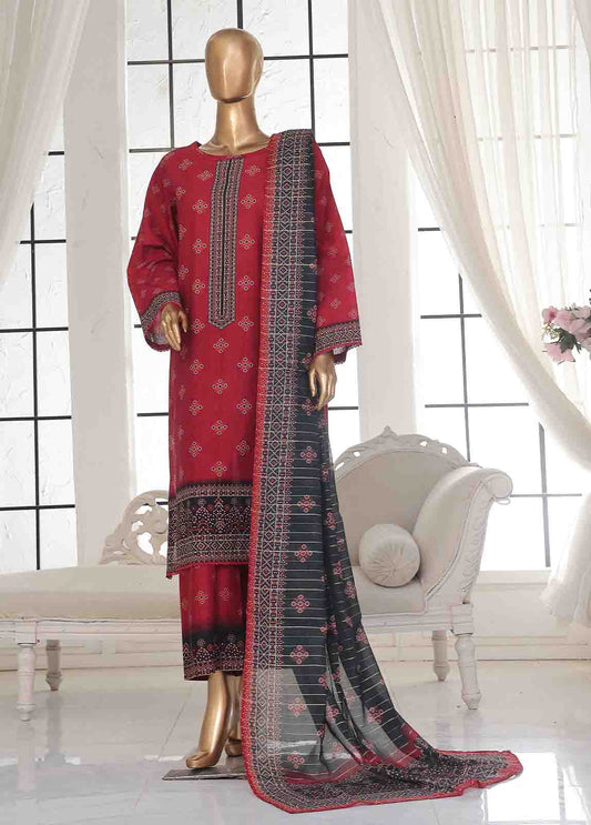 SM-126- 3 Piece Printed Stitched Suit