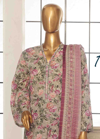 Bin Saeed Fabric - SM-128- 3 Piece Printed Stitched Suit