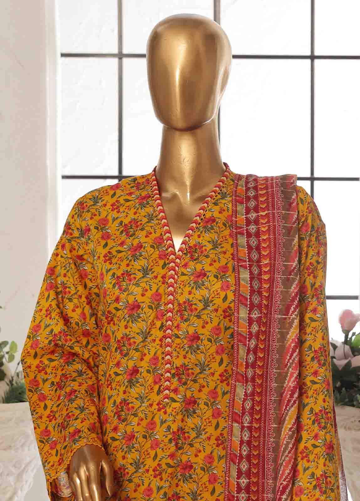 Bin Saeed Fabric - SM-129- 3 Piece Printed Stitched Suit