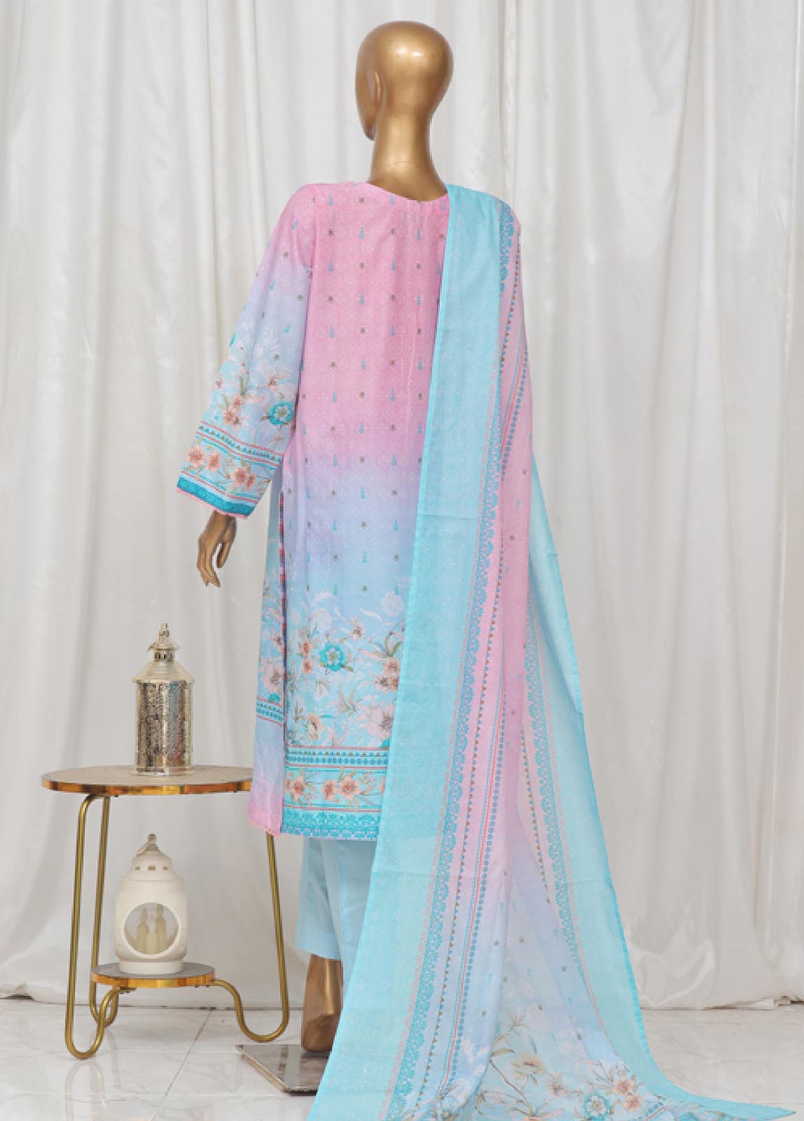 Bin Saeed Fabric - SM-13- 3 Piece Printed Stitched Suit