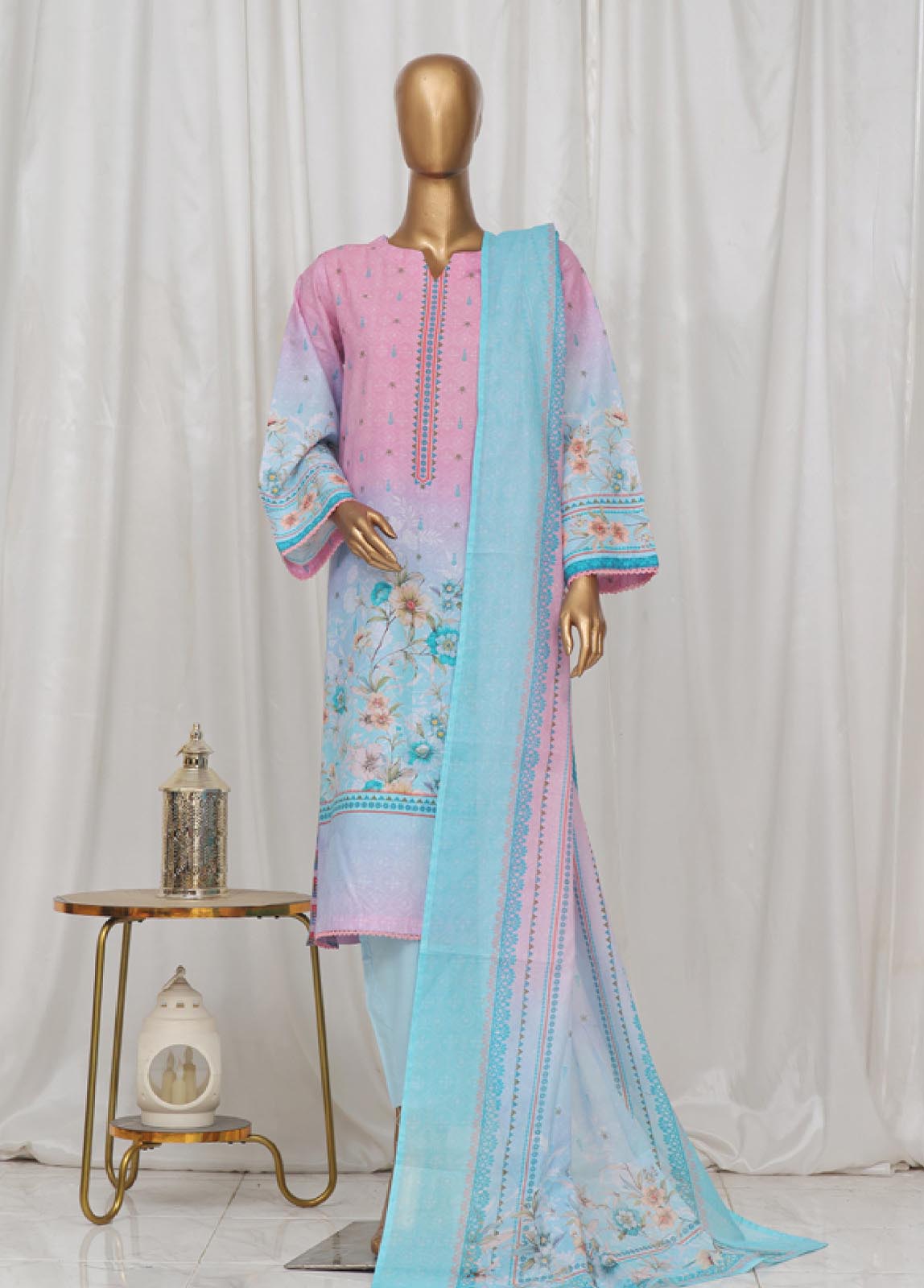 Bin Saeed Fabric - SM-13- 3 Piece Printed Stitched Suit