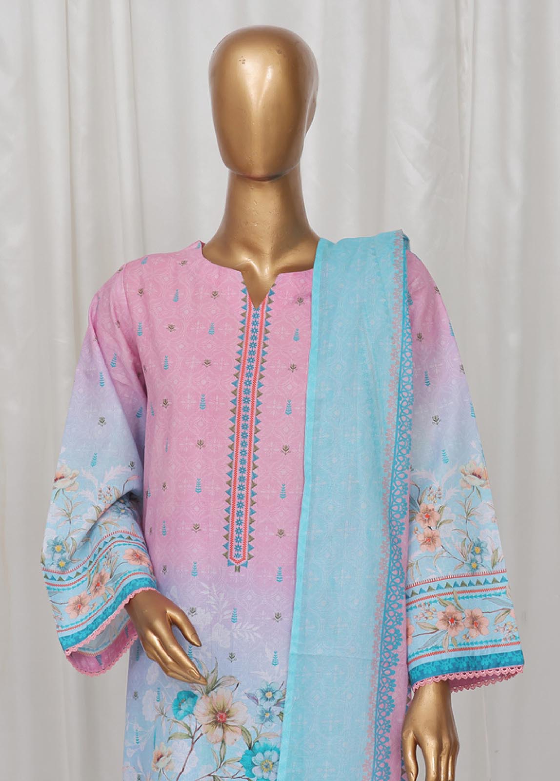 Bin Saeed Fabric - SM-13- 3 Piece Printed Stitched Suit