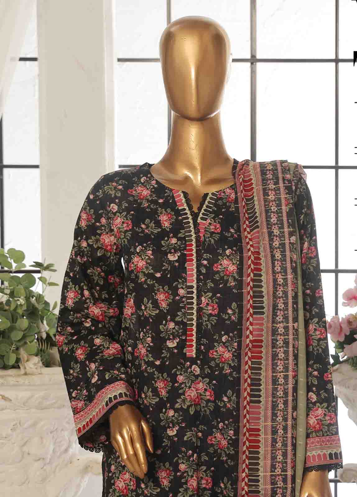 Bin Saeed Fabric - SM-130- 3 Piece Printed Stitched Suit