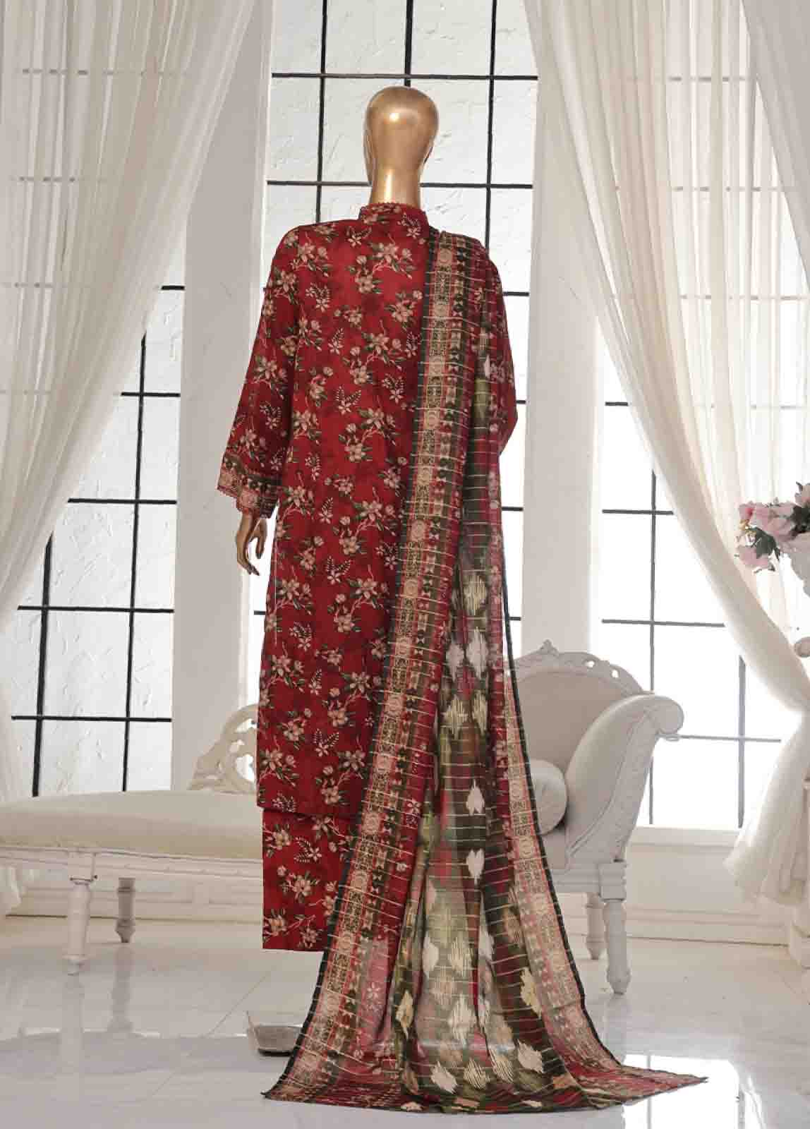 Bin Saeed Fabric - SM-131- 3 Piece Printed Stitched Suit