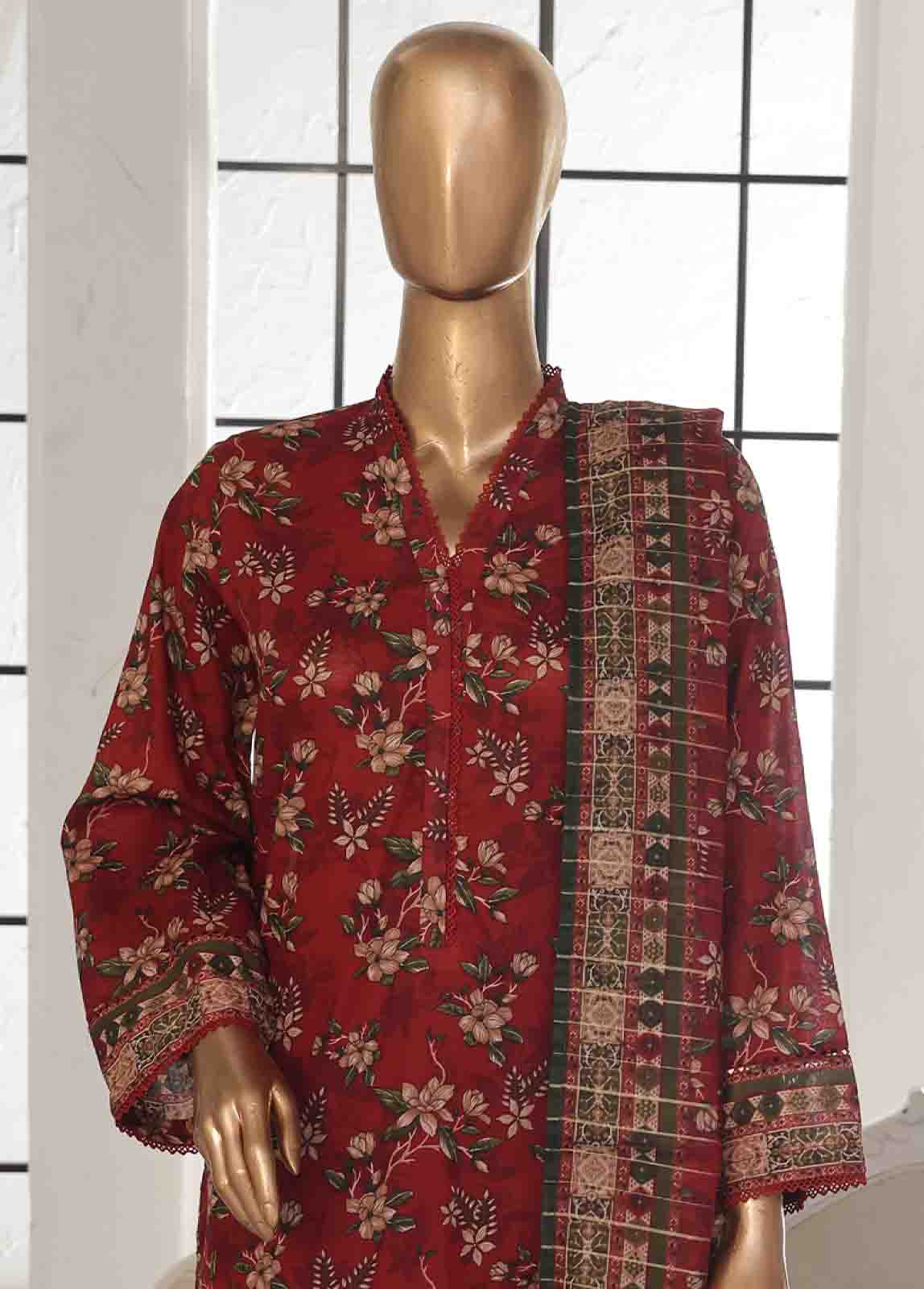 Bin Saeed Fabric - SM-131- 3 Piece Printed Stitched Suit