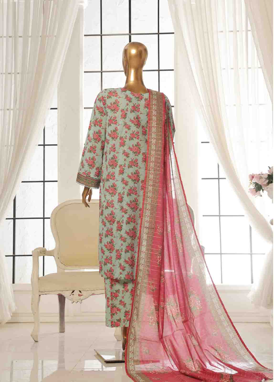 Bin Saeed Fabric - SM-132- 3 Piece Printed Stitched Suit