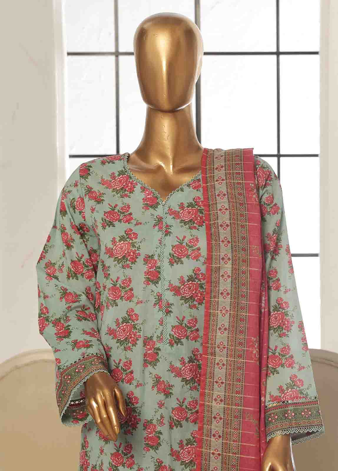 Bin Saeed Fabric - SM-132- 3 Piece Printed Stitched Suit