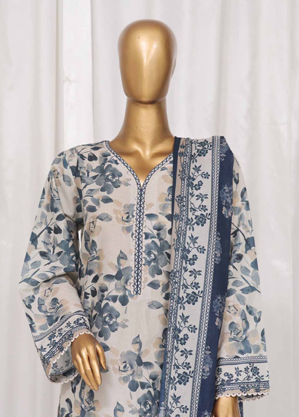 SM-22- 3 Piece Printed Stitched Suit