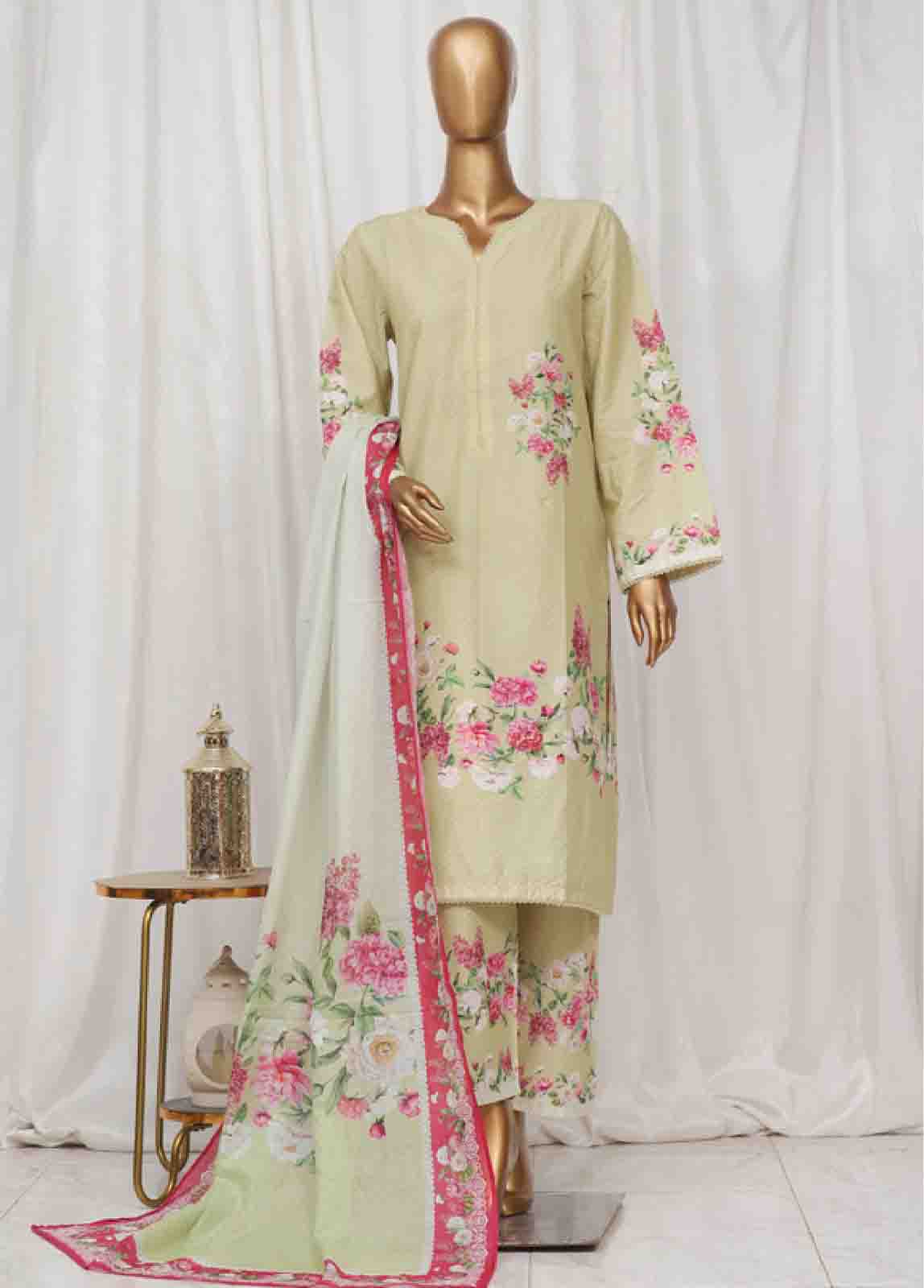 Bin Saeed Fabric - SM-29- 3 Piece Printed Stitched Suit