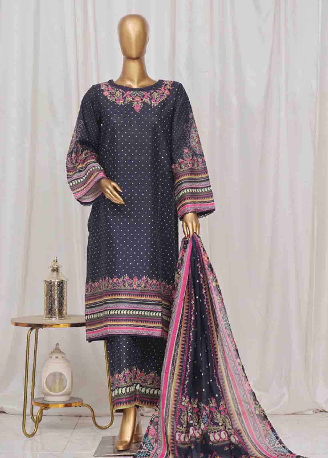 Bin Saeed Fabric - SM-31- 3 Piece Printed Stitched Suit