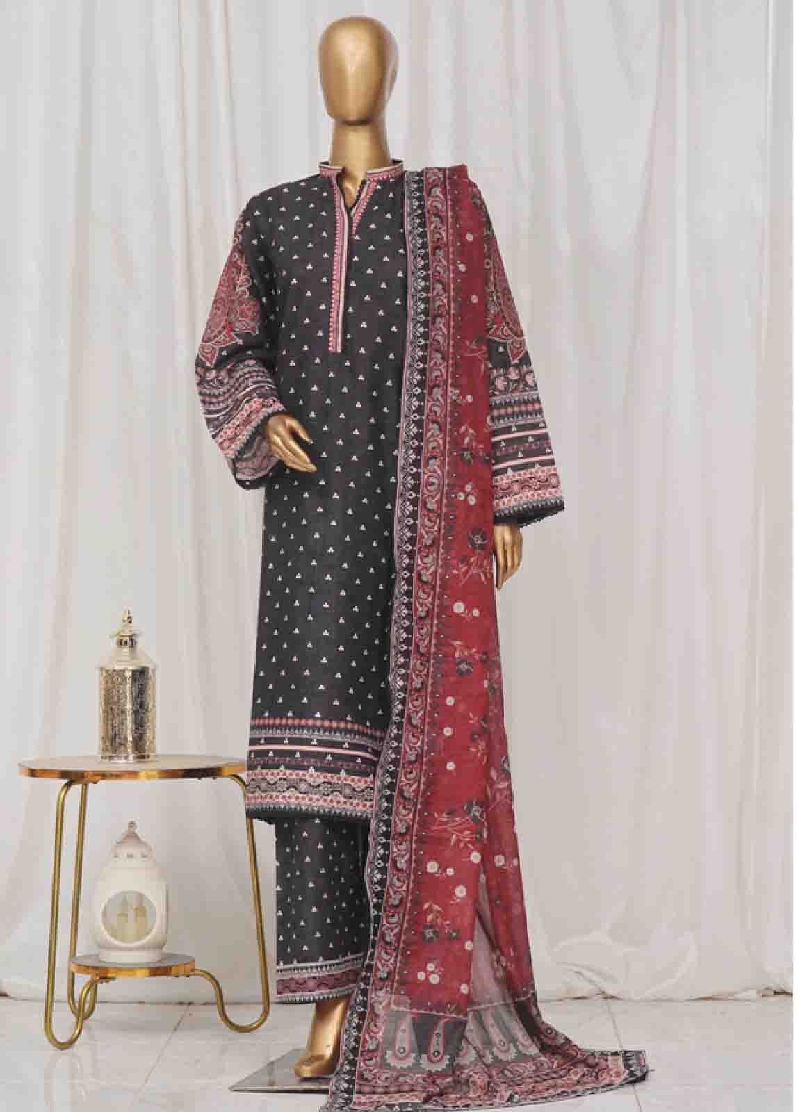 Bin Saeed Fabric - SM-36- 3 Piece Printed Stitched Suit