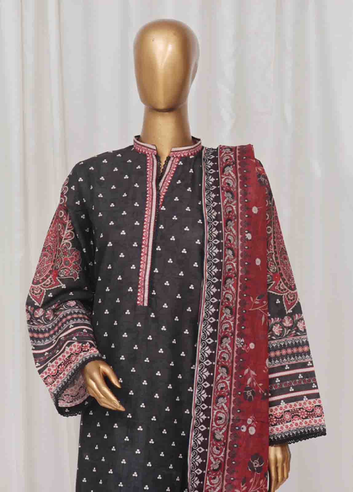 Bin Saeed Fabric - SM-36- 3 Piece Printed Stitched Suit