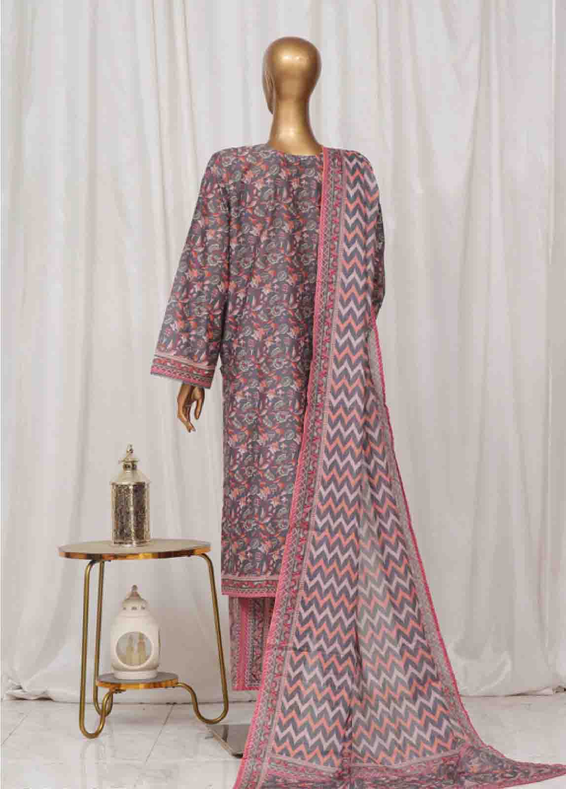 Bin Saeed Fabric - SM-37- 3 Piece Printed Stitched Suit