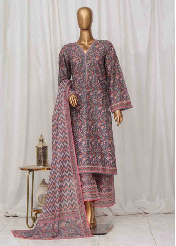 Bin Saeed Fabric - SM-37- 3 Piece Printed Stitched Suit