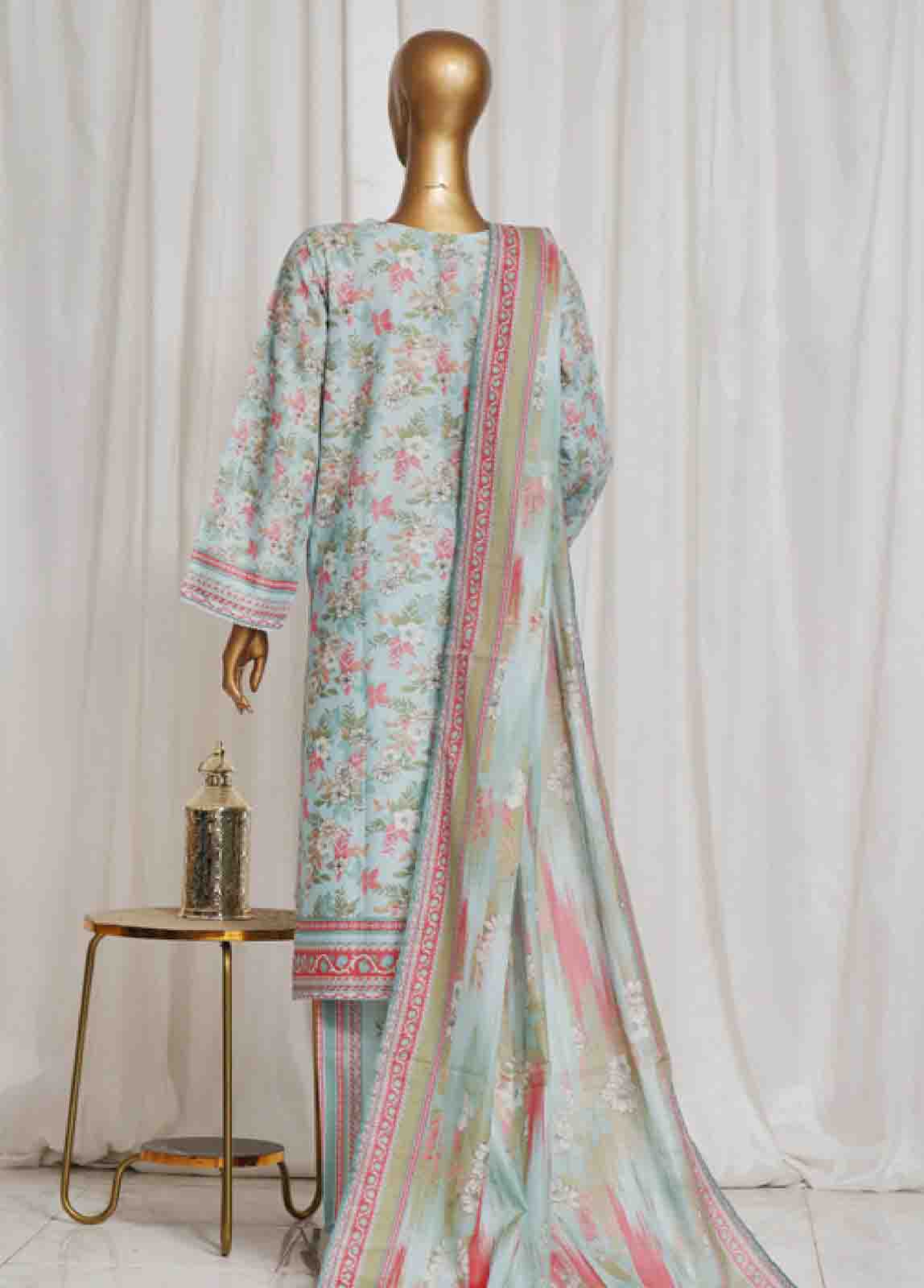 Bin Saeed Fabric - SM-38- 3 Piece Printed Stitched Suit