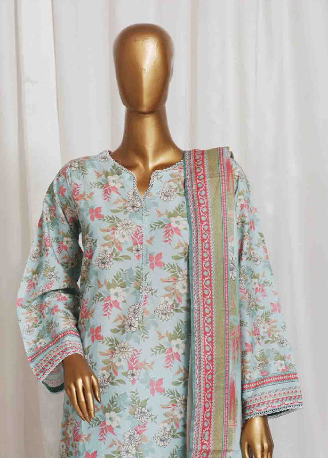 Bin Saeed Fabric - SM-38- 3 Piece Printed Stitched Suit