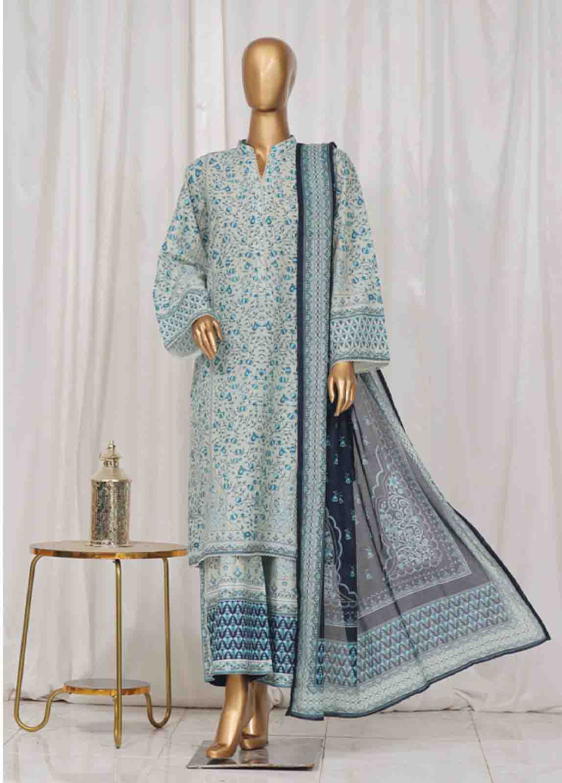 Bin Saeed Fabric - SM-41- 3 Piece Printed Stitched Suit