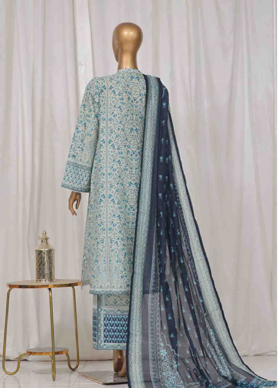 Bin Saeed Fabric - SM-41- 3 Piece Printed Stitched Suit