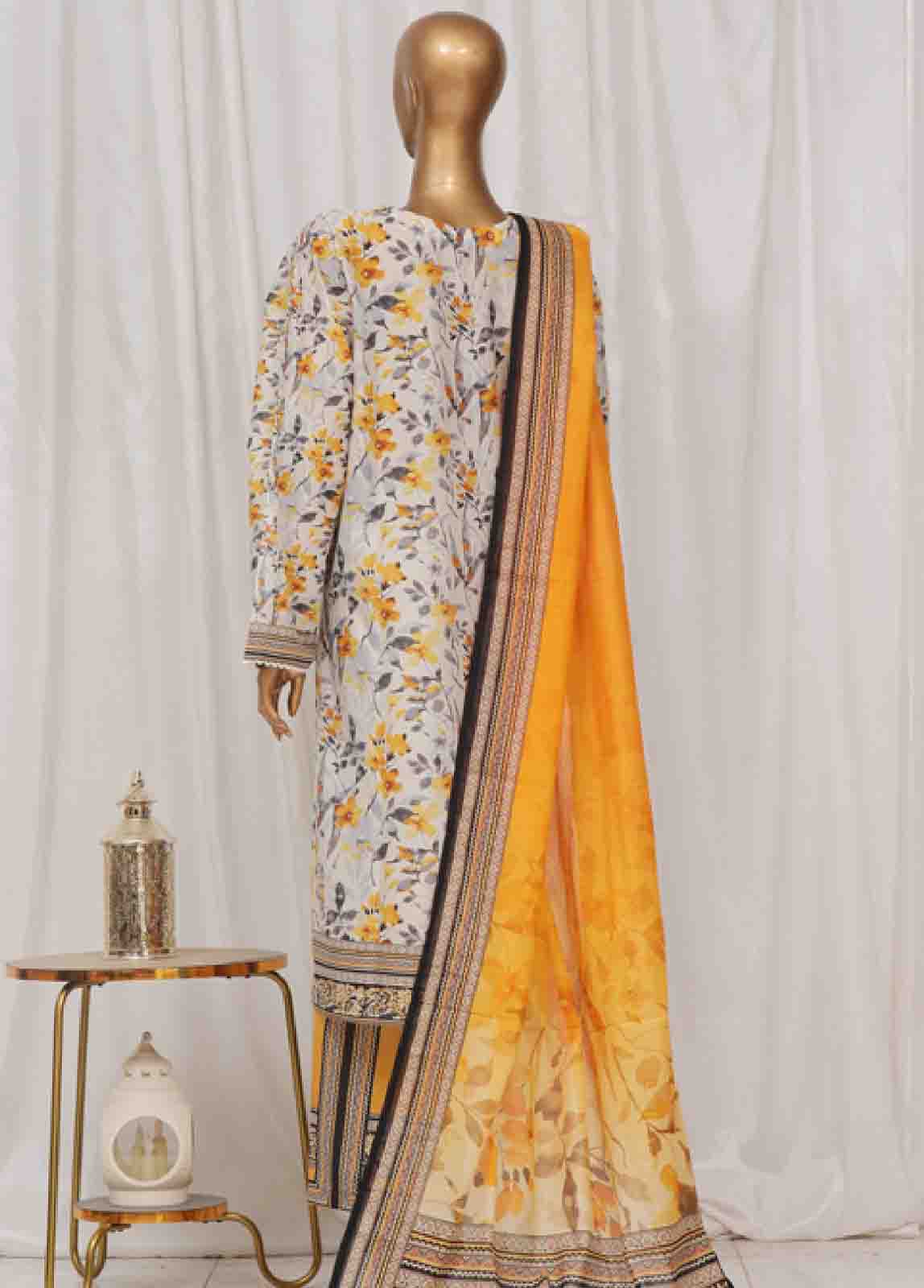 Bin Saeed Fabric - SM-42- 3 Piece Printed Stitched Suit