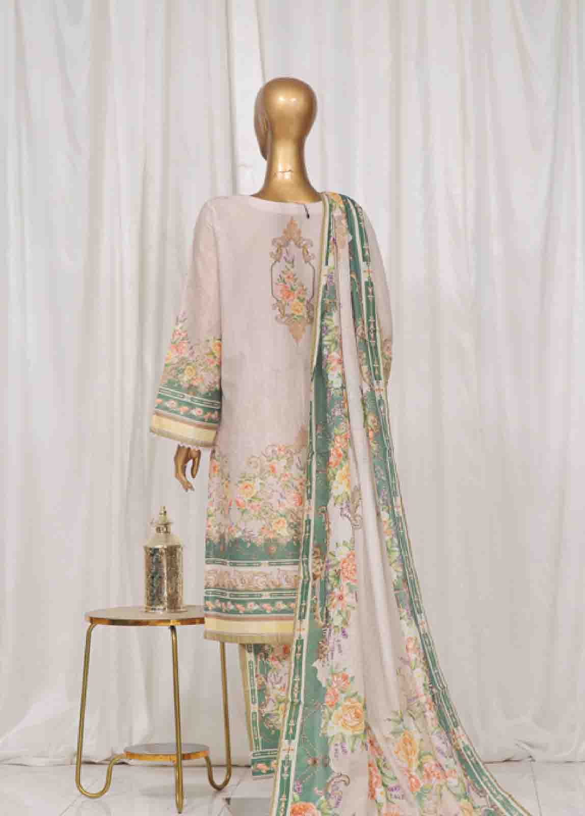 Bin Saeed Fabric - SM-43- 3 Piece Printed Stitched Suit