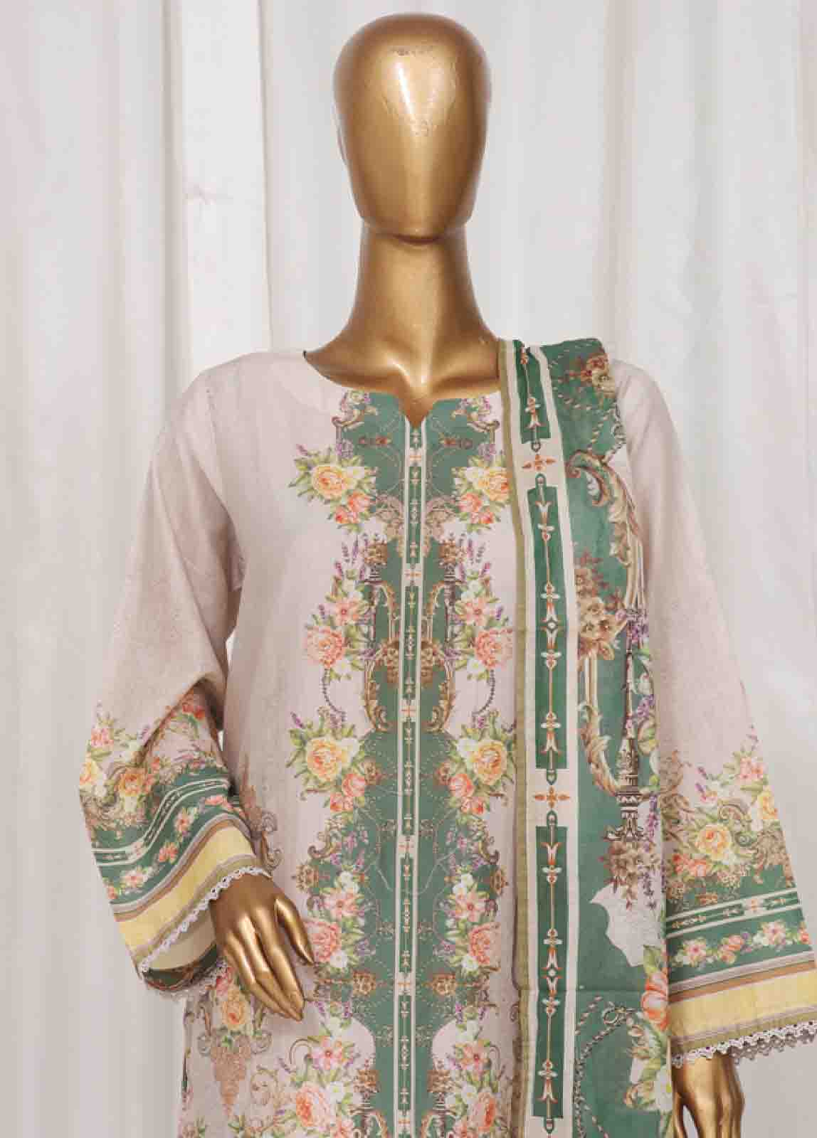 Bin Saeed Fabric - SM-43- 3 Piece Printed Stitched Suit