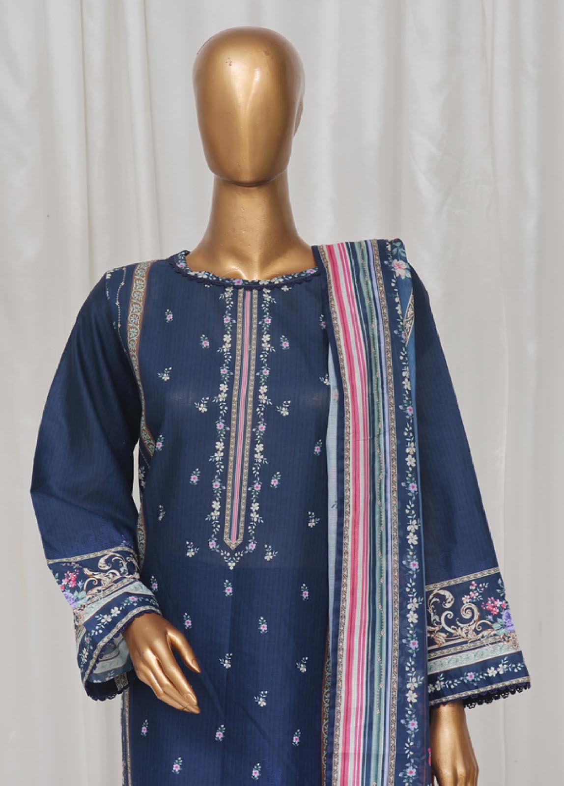 Bin Saeed Fabric - SM-44- 3 Piece Printed Stitched Suit