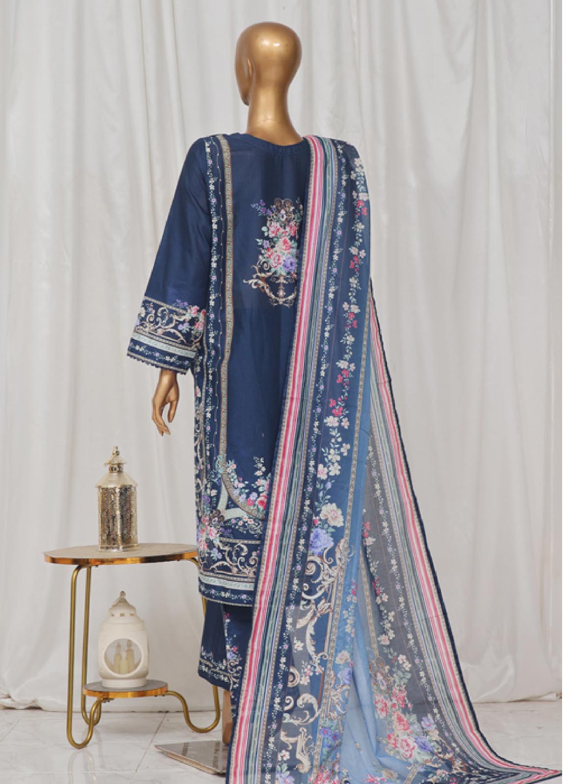 Bin Saeed Fabric - SM-44- 3 Piece Printed Stitched Suit