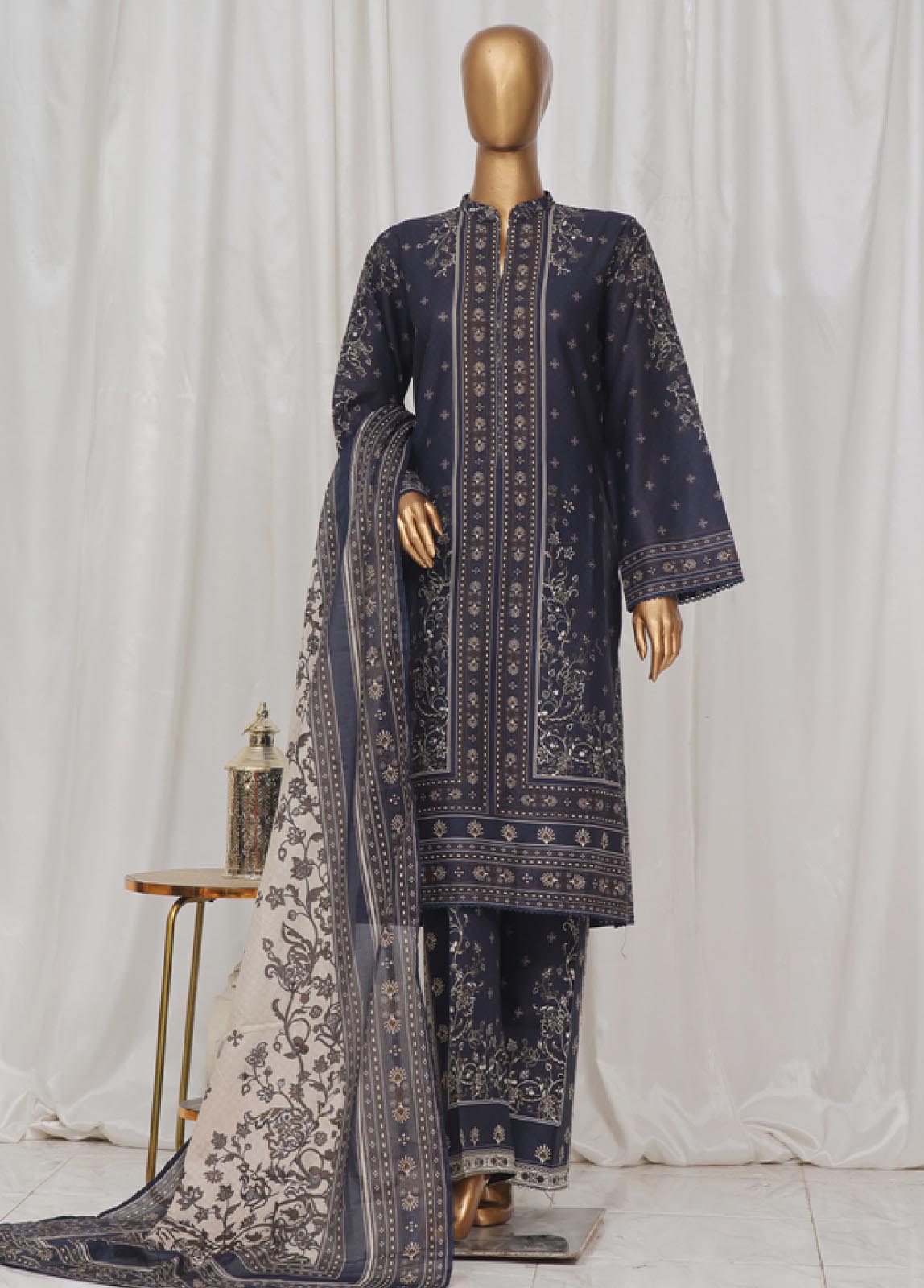 Bin Saeed Fabric - SM-47- 3 Piece Printed Stitched Suit