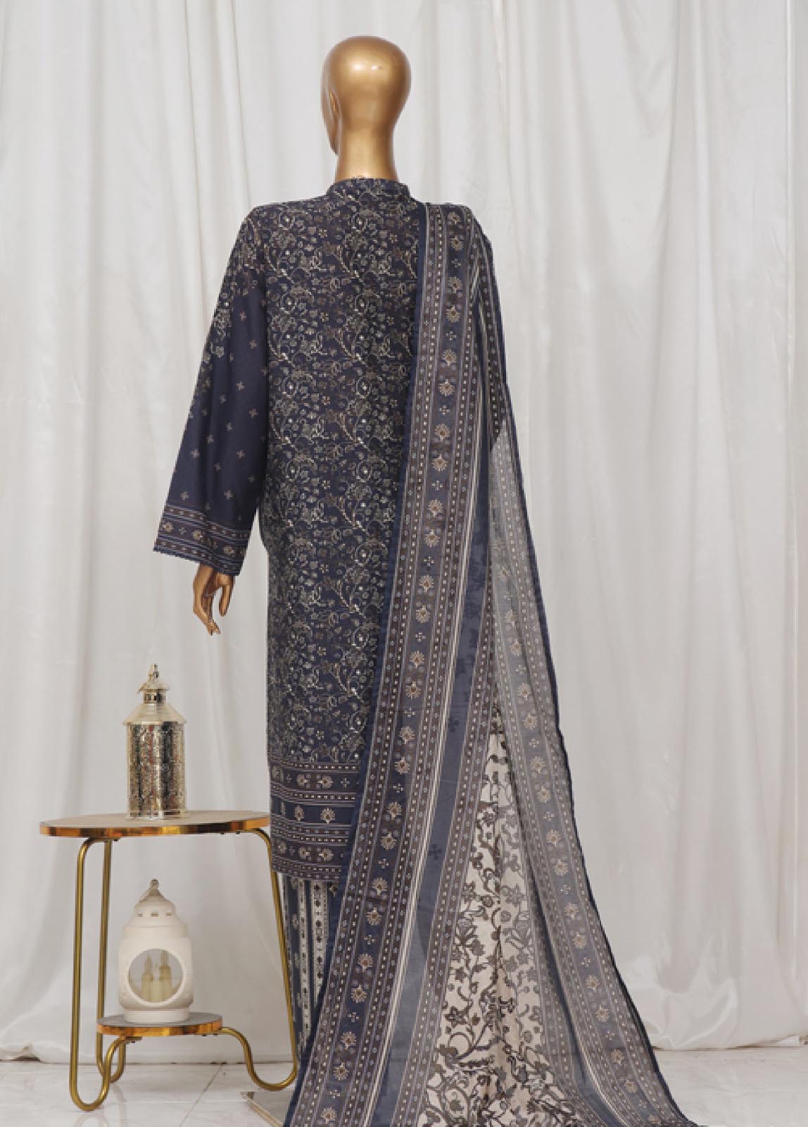Bin Saeed Fabric - SM-47- 3 Piece Printed Stitched Suit