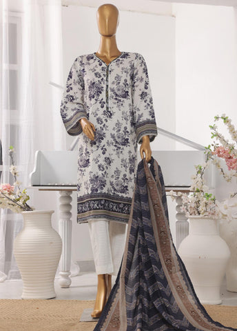 Bin Saeed Fabric - SM-489- 3 Piece Printed Stitched Suit