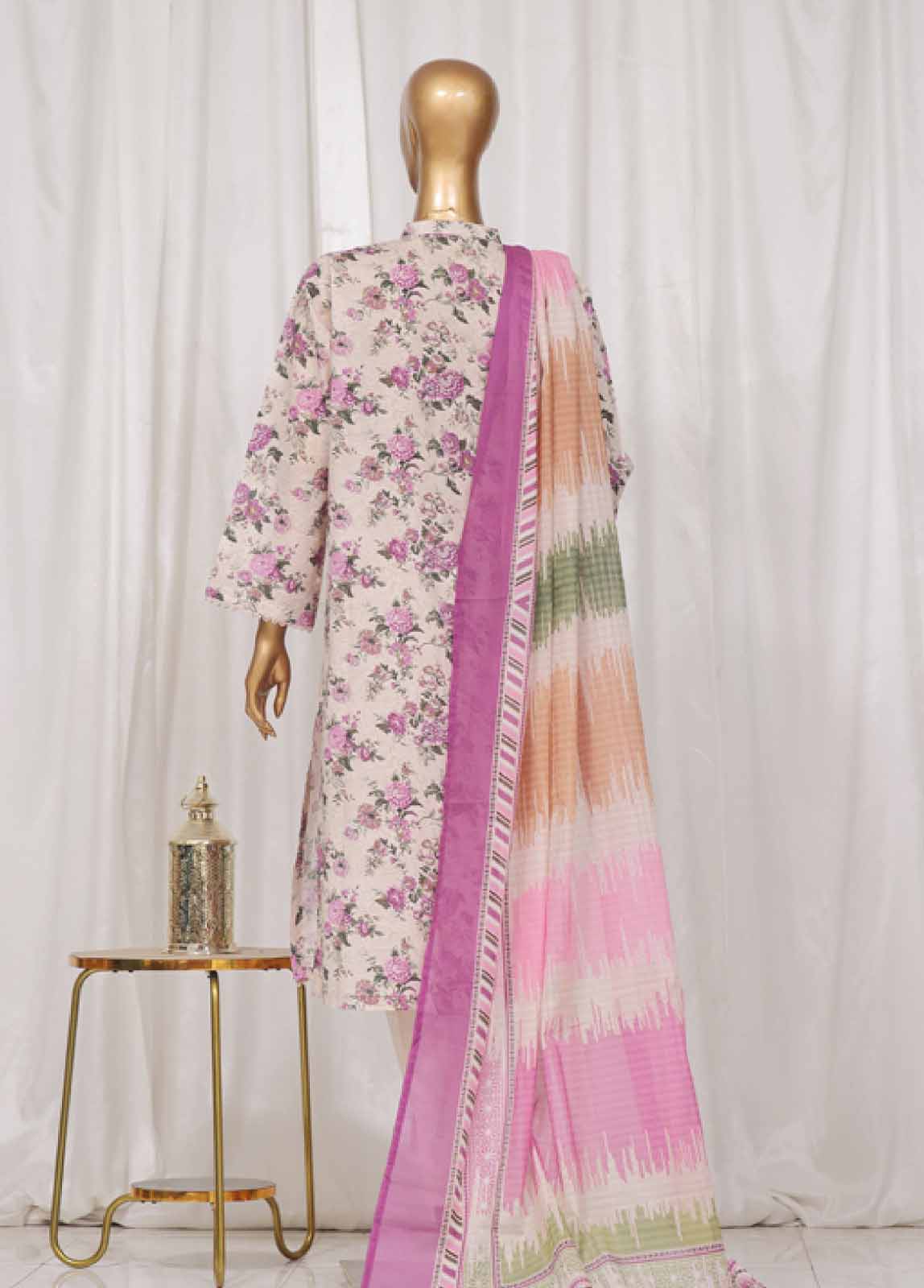 Bin Saeed Fabric - SM-49- 3 Piece Printed Stitched Suit