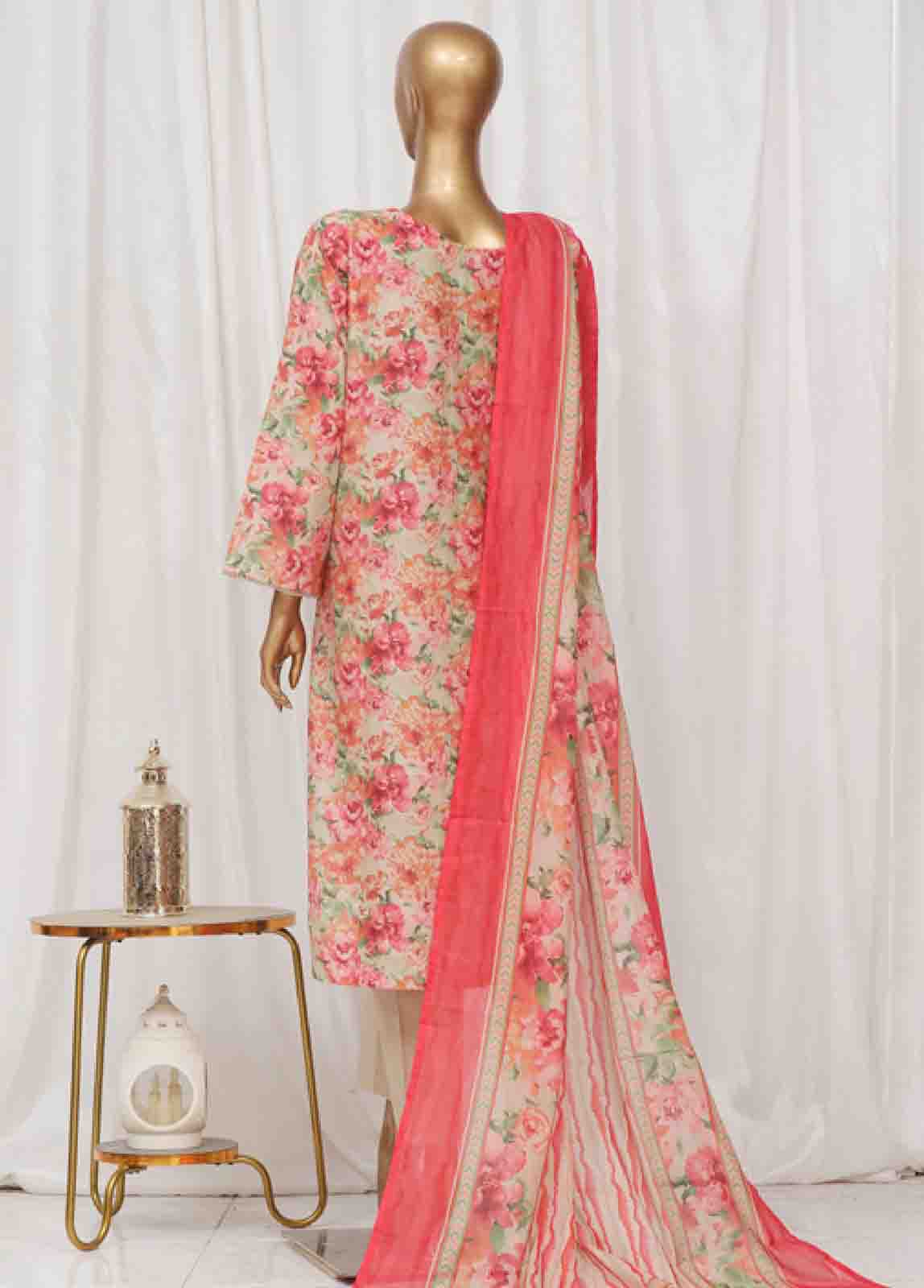 Bin Saeed Fabric - SM-50- 3 Piece Printed Stitched Suit