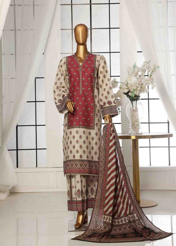Bin Saeed Fabric - SM-52- 3 Piece Printed Stitched Suit