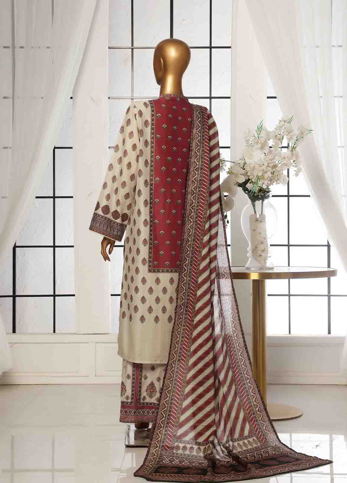 Bin Saeed Fabric - SM-52- 3 Piece Printed Stitched Suit