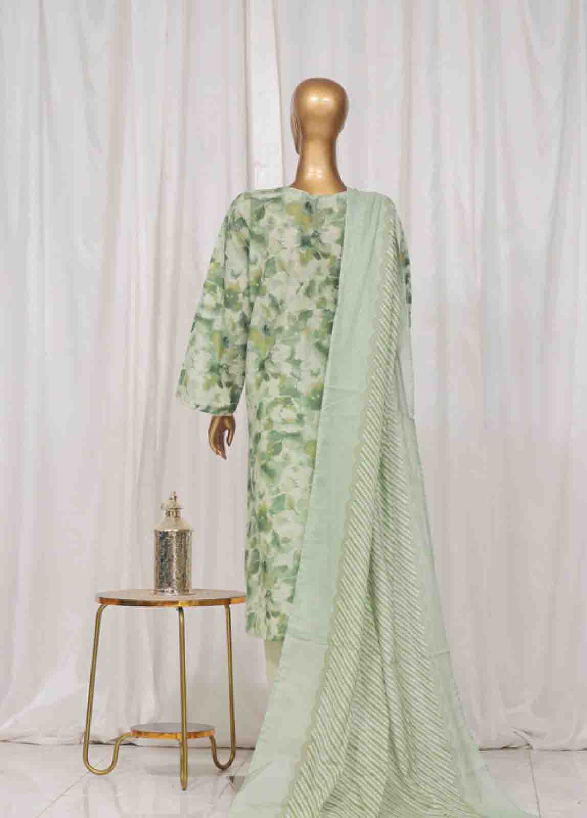 Bin Saeed Fabric - SM-55- 3 Piece Printed Stitched Suit