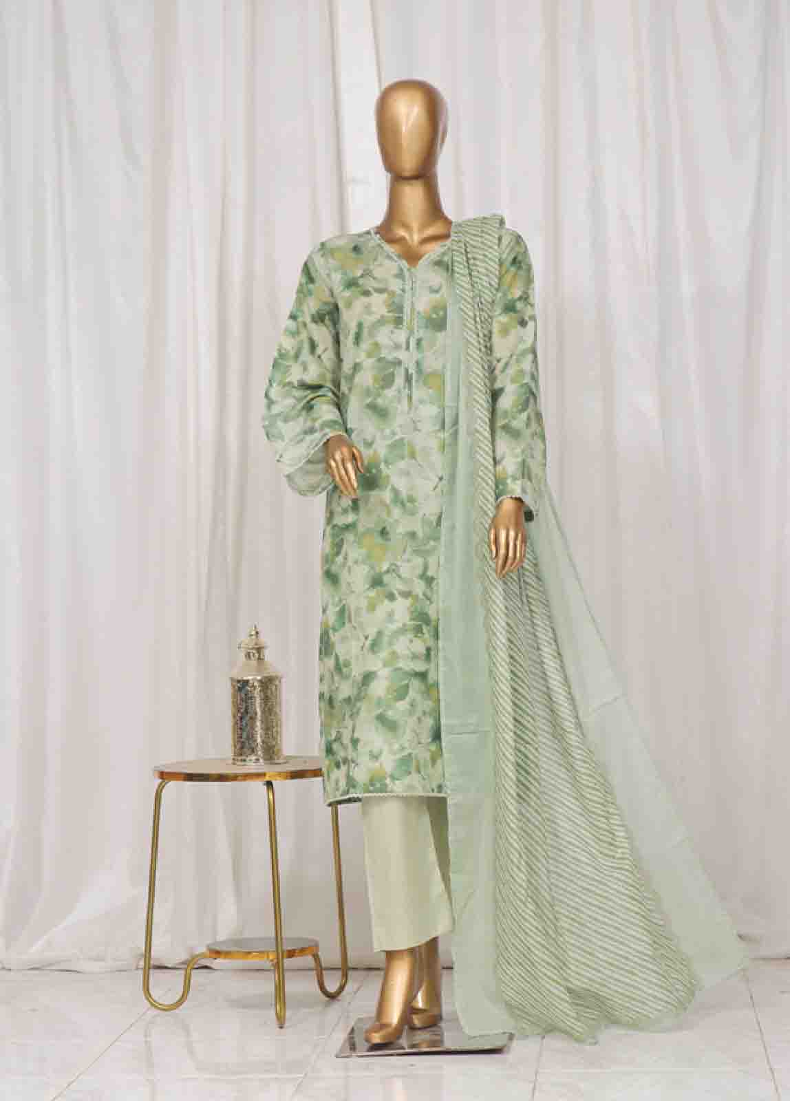Bin Saeed Fabric - SM-55- 3 Piece Printed Stitched Suit