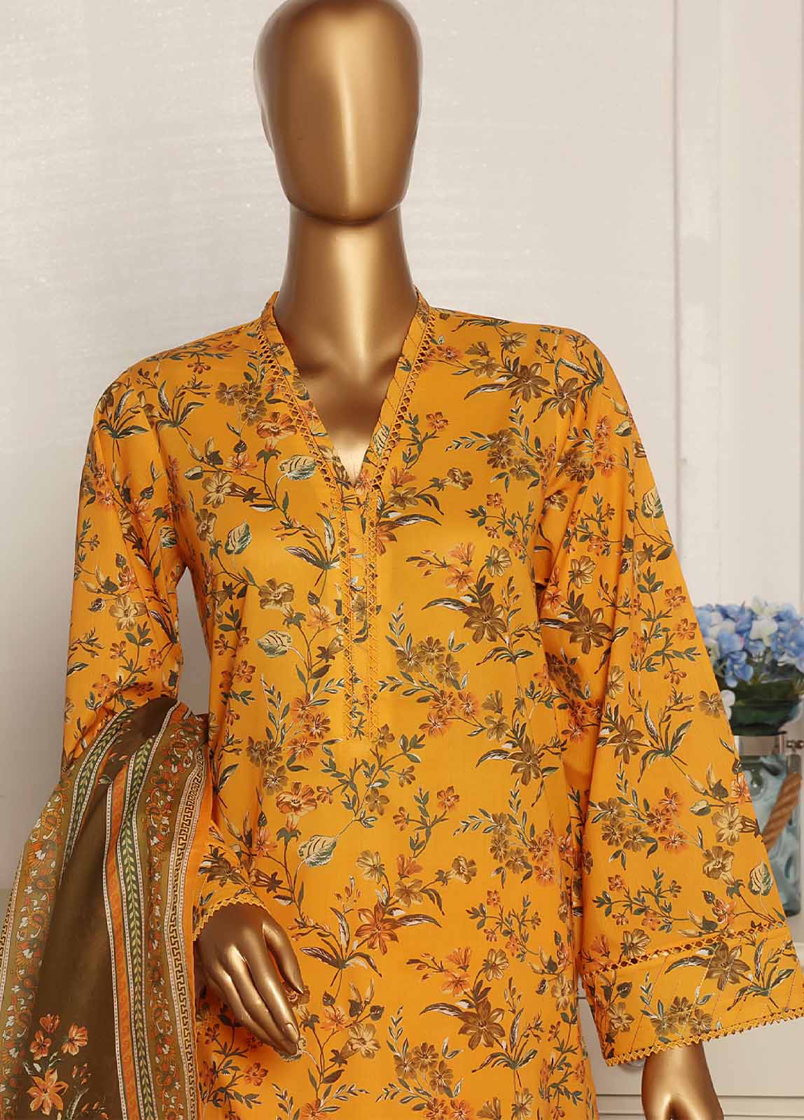 Bin Saeed Fabric - SM-58- 3 Piece Printed Stitched Suit