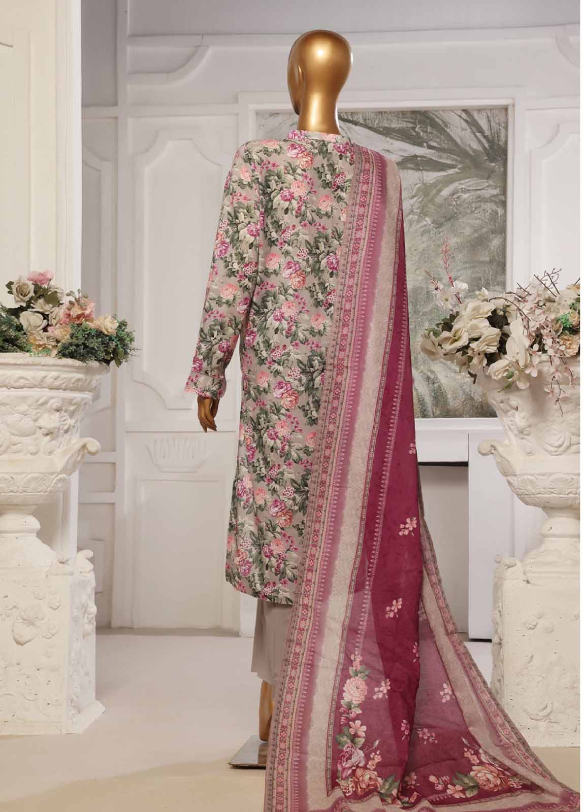 Bin Saeed Fabric - SM-59- 3 Piece Printed Stitched Suit