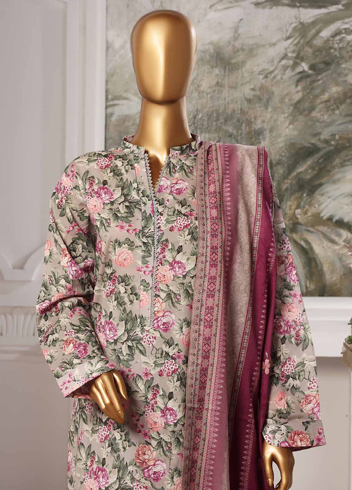 Bin Saeed Fabric - SM-59- 3 Piece Printed Stitched Suit